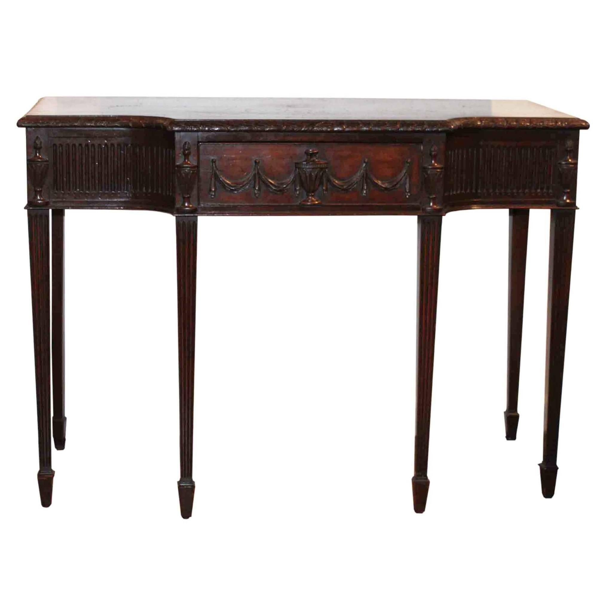 English Regency Mahogany Console Table with Receding Sides from the 1850s