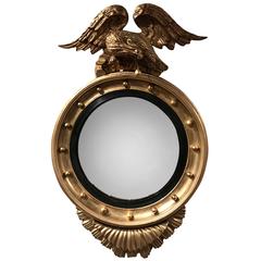 19th Century Eagle Crested Convex Gilt Mirror