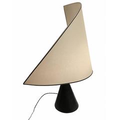 French Modernist Table Lamp with Large Sail Shaped Shade, circa 1980