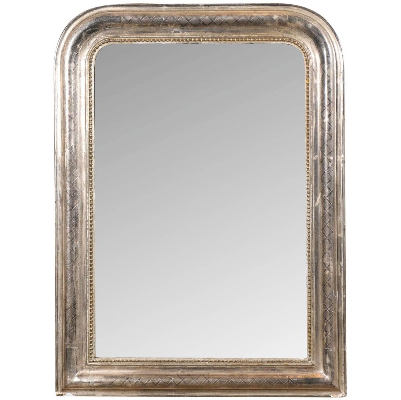 French 19th Century Silver Gilt Medium Size Wall Mirror