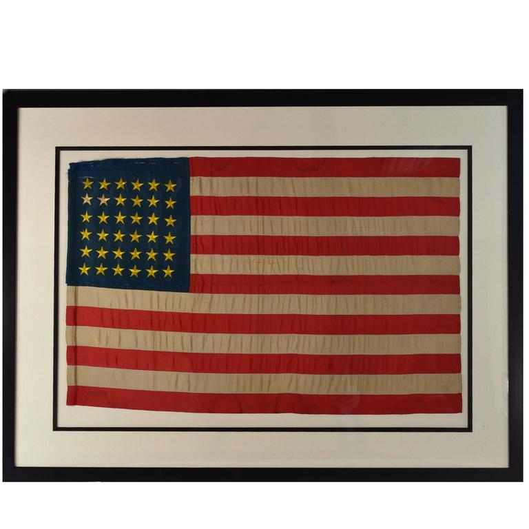 Hand-Sewn 36 Star Civil War Flag, Masterpiece For Sale