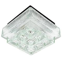 One of Five Square Limburg Textured Glass Flush Mount Lights or Sconces, 1970 3
