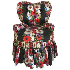  Victorian Style Heart Chair Upholstered in Silk Dolce & Gabbana Fabric