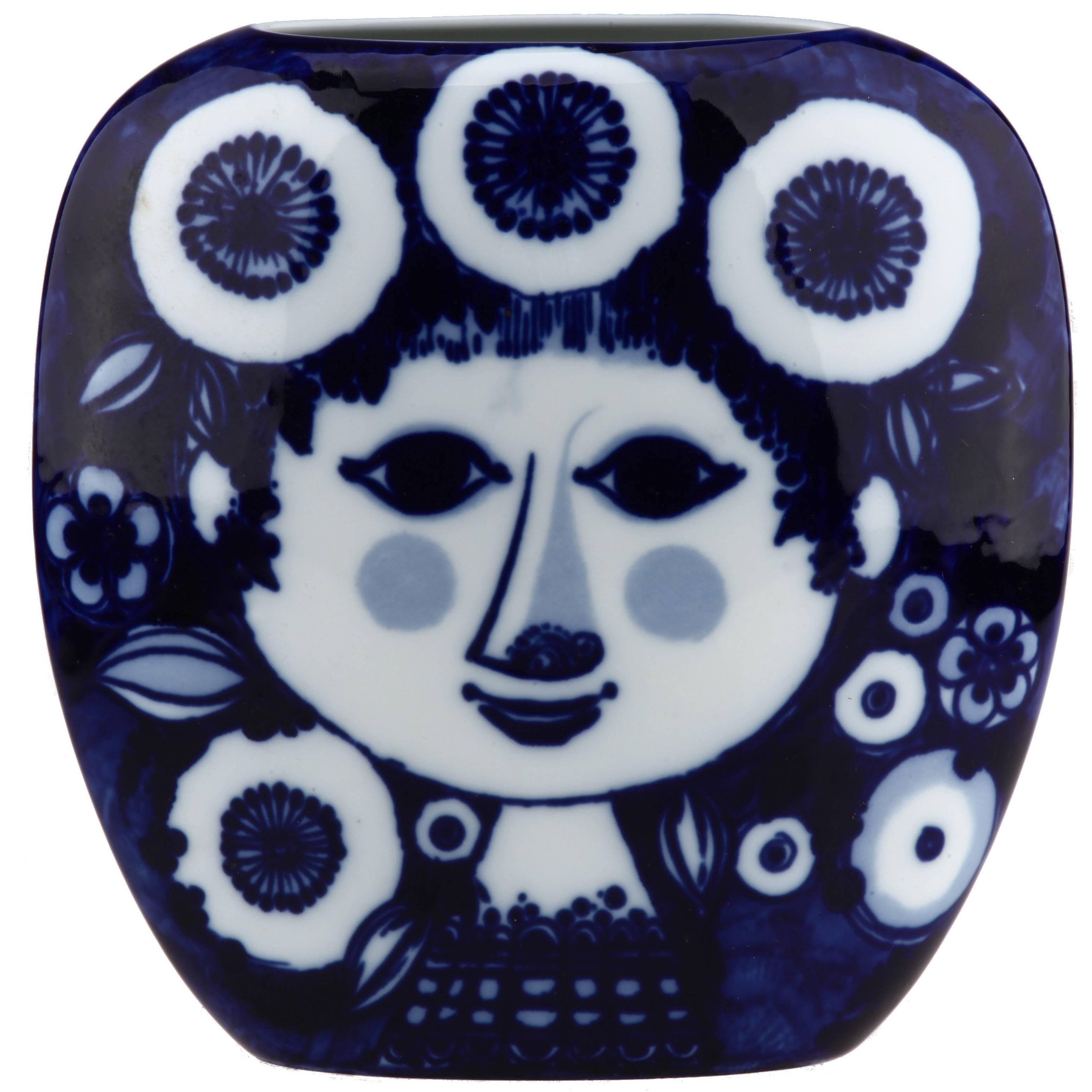 Bjorn Wiinblad Rosenthal Studio Linie Cobalt Blue Female Porcelain Vase For Sale
