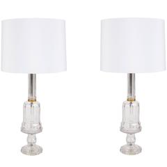 Pair of Stylish Cut Crystal Lamps 8
