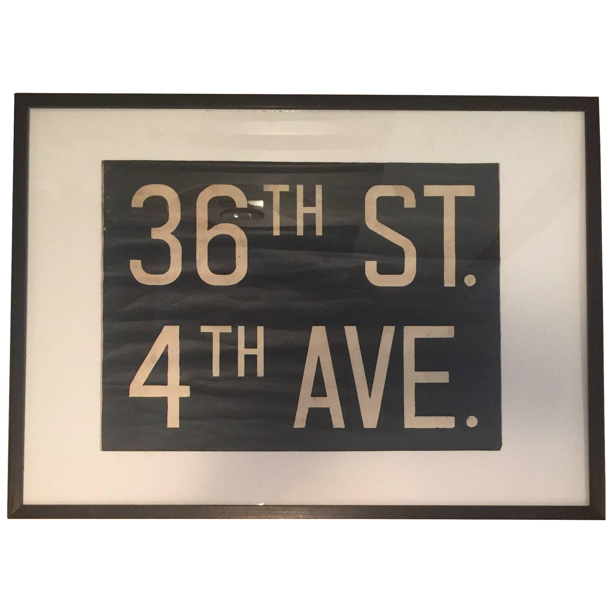 Vintage Framed Subway Sign