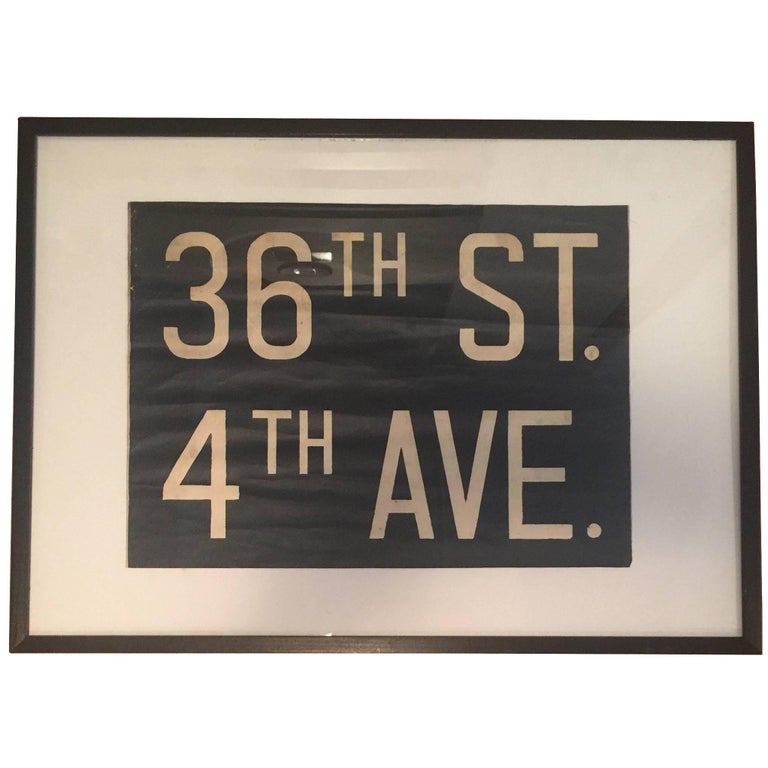Vintage Framed Subway Sign For Sale at 1stDibs