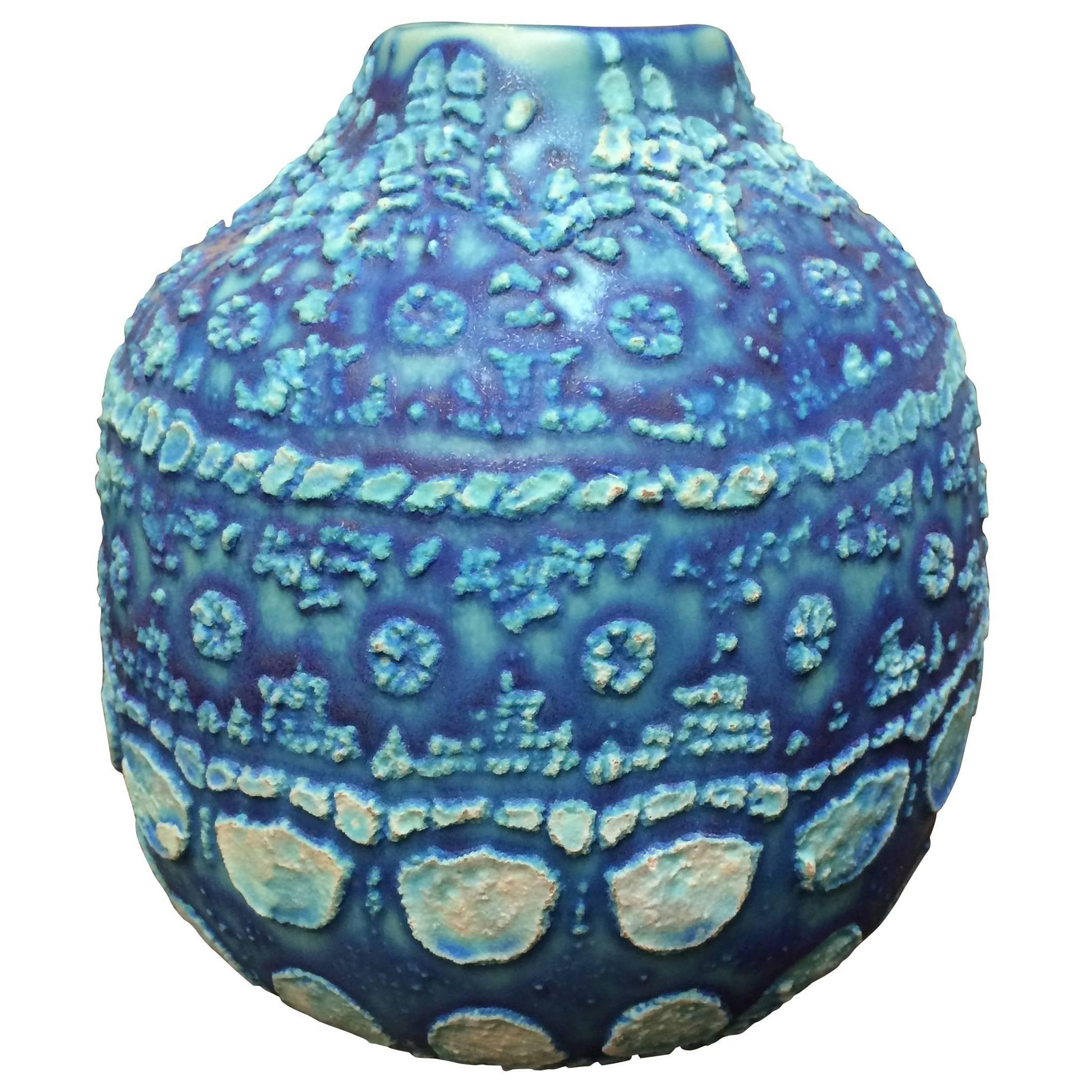 Vintage Inspired Design Blue Vase, Thailand, Contemporary