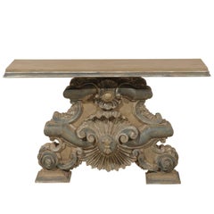 Italian Baroque Style Fragment Console Table, Rectangular Top with Shell Motifs