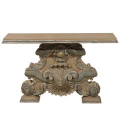Italian Baroque Style Fragment Console Table, Rectangular Top with Shell Motifs 2
