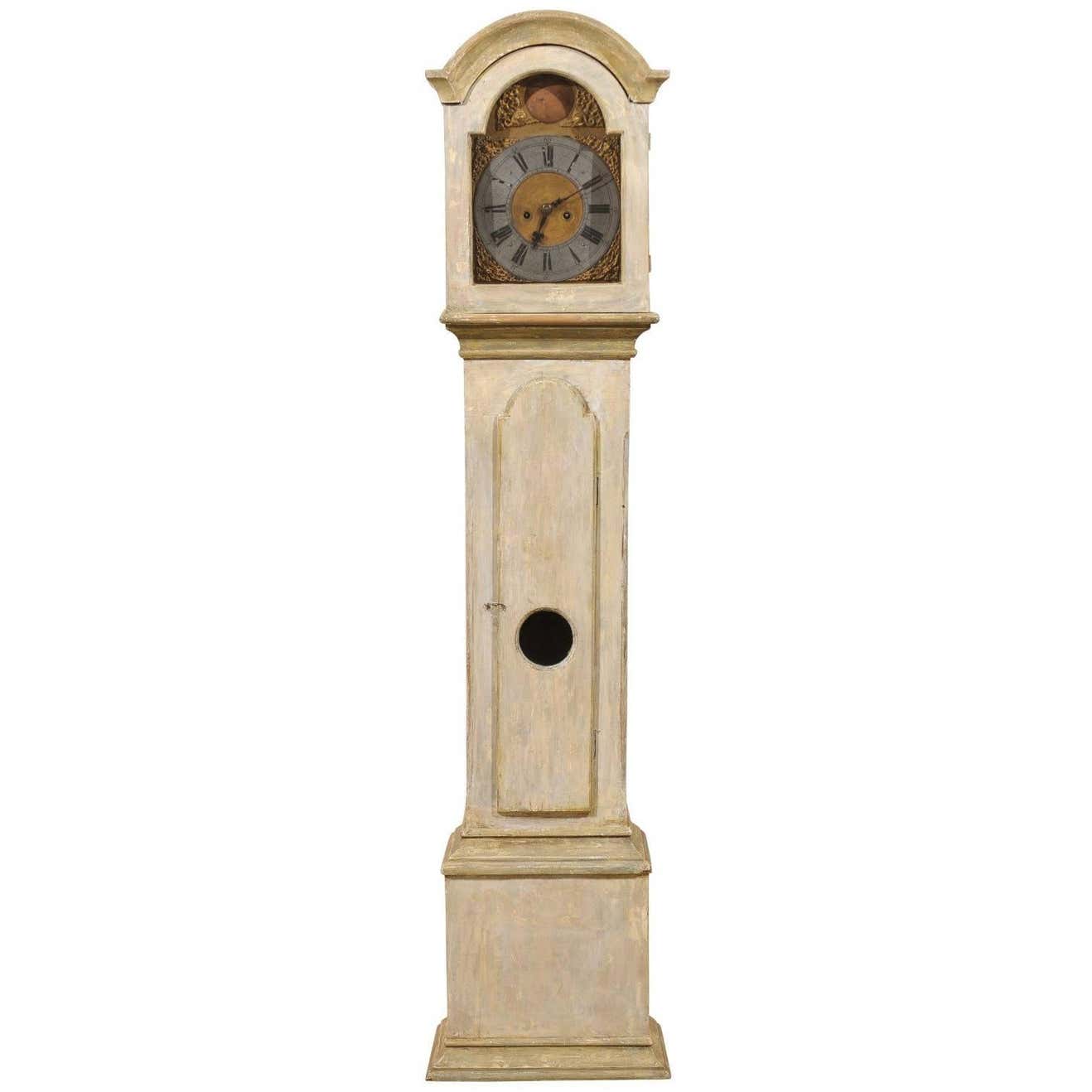 19th C. Swedish Straight Body Floor Clock with Beautiful, Original ...