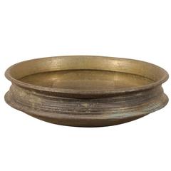 Southern Indian Uruli Vessel of Heavy Bell Metal in Aged Bronze and Gold Color