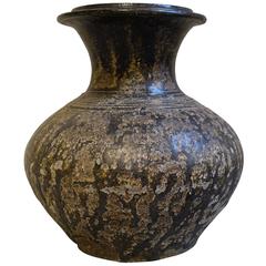 18th Century Weathered Black Vase, Cambodia