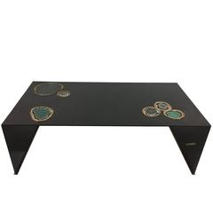 "Cenotes" an Original Custom Designed Cocktail Table with Agate Elements 12