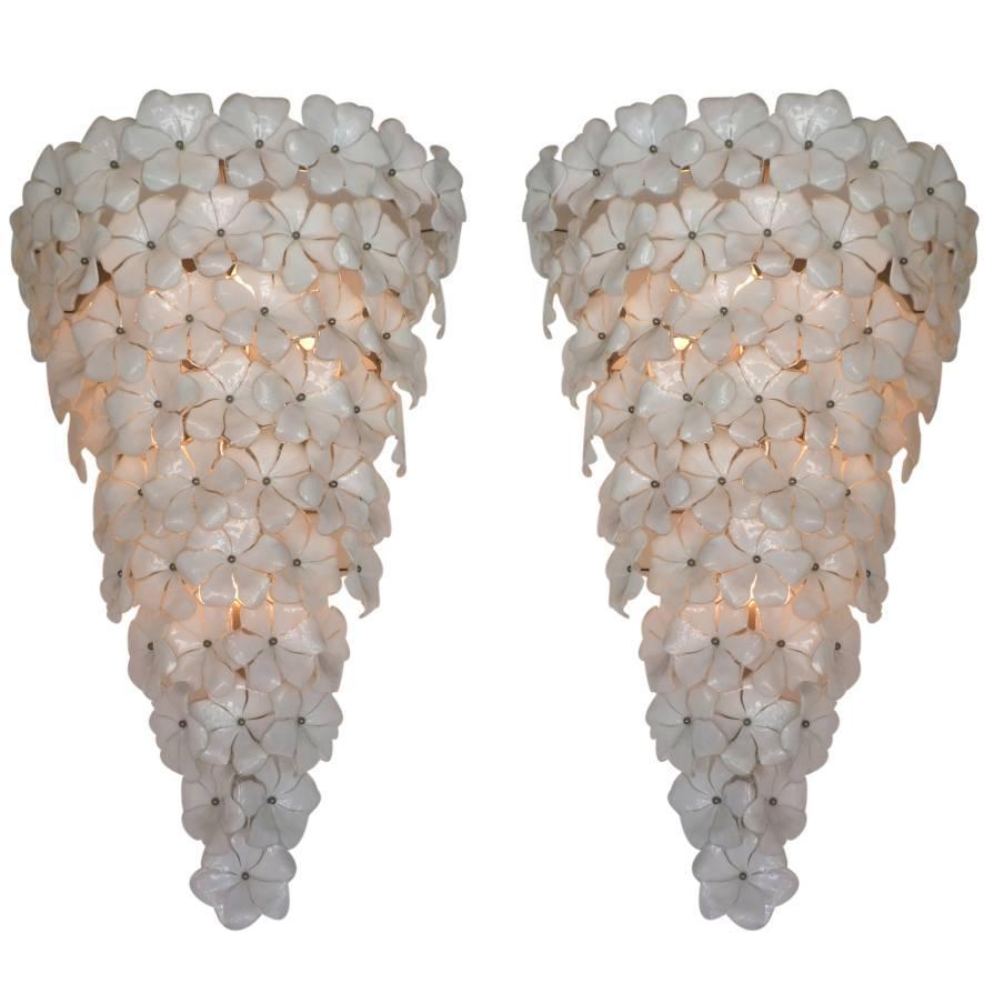 Pair of Opaline Glass Murano Sconce