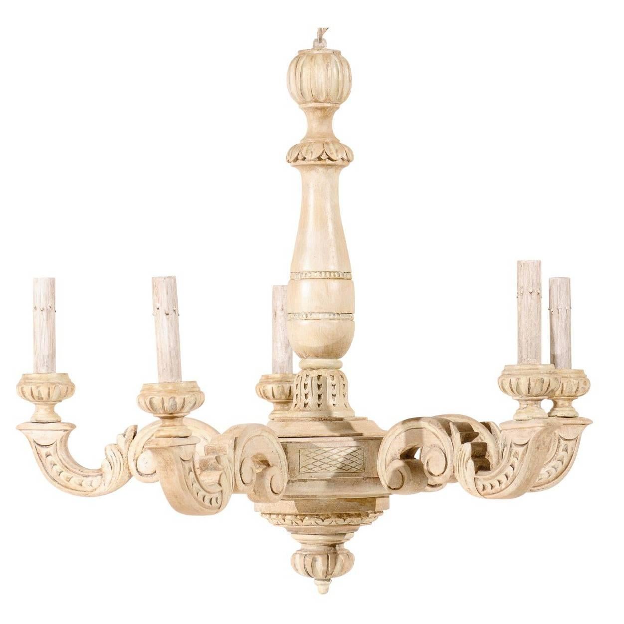French Five-Light Beige and Cream Colored Chandelier at 1stDibs | beige ...