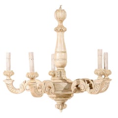 French Five-Light Beige and Cream Colored Chandelier