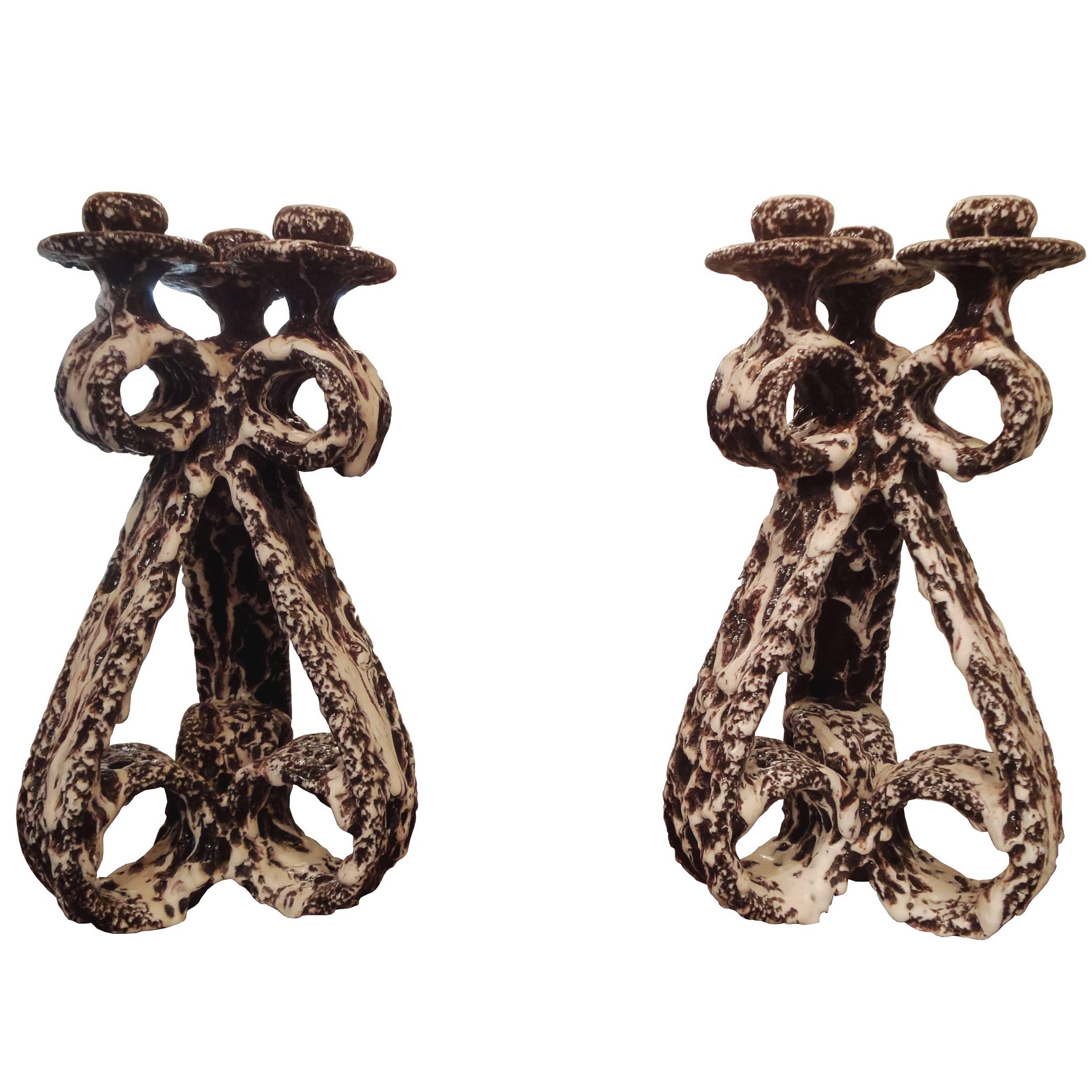 Pair of Candleholders by Marius Giuge For Sale