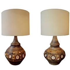 Pair of Brown Table Lamps by Georges Pelletier