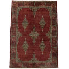 Vintage Turkish Oushak Rug with Rustic Luxe Jacobean Style