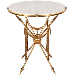 Mid-Century Italian Brass Martini Table with Arrow Motif Base