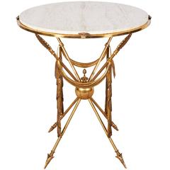Mid-Century Italian Brass Martini Table with Arrow Motif Base 1
