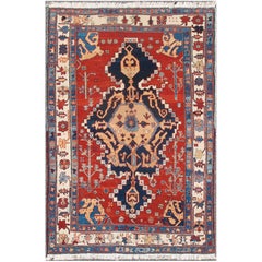 Vintage Turkish Tribal Rug with Jewel-Toned Central Medallion and Vivid Colors