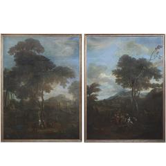 Antique Large-Scale Pair Flemish Paintings by Phillipe de Hondt (1683-1741)