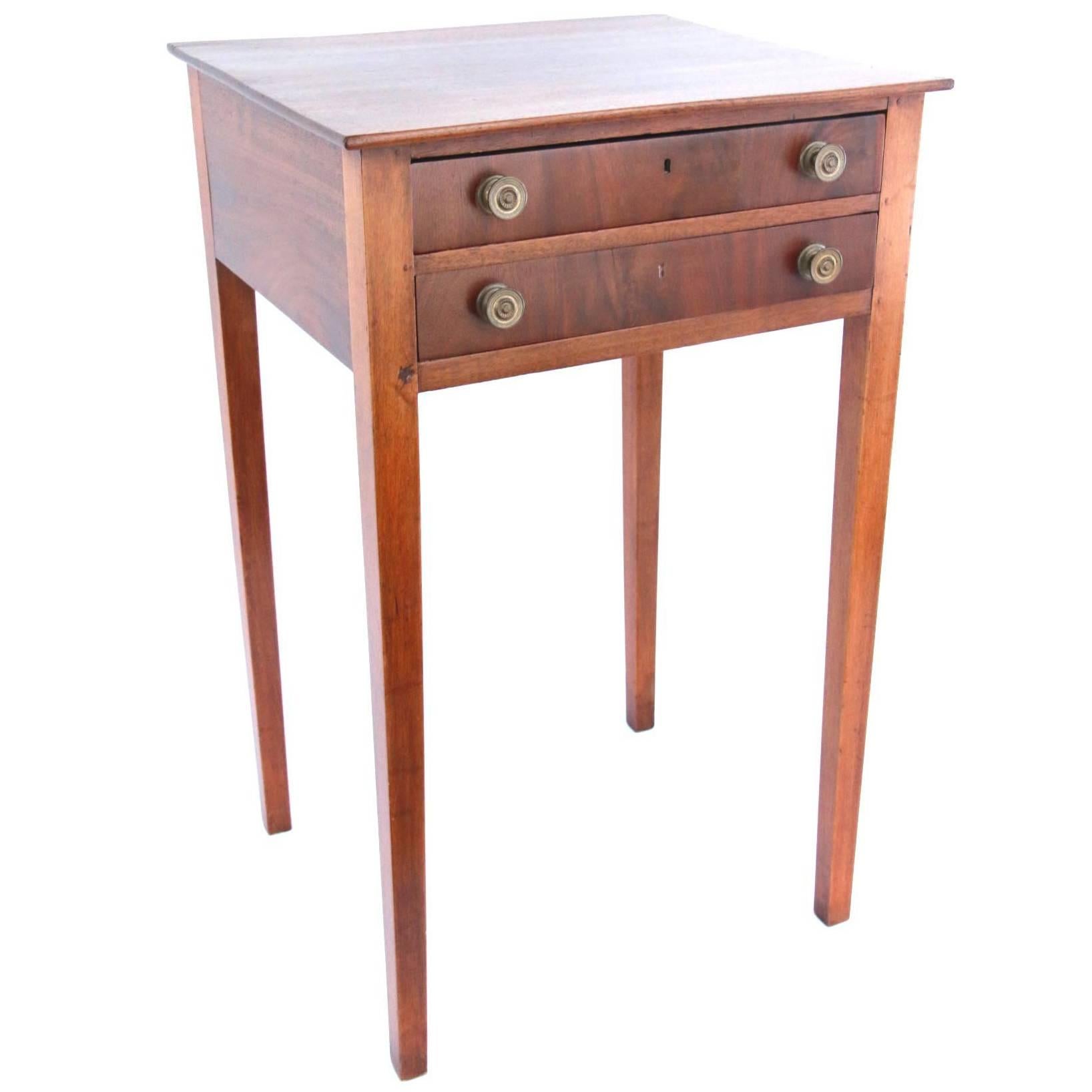 Early 19th Century New England Nepplewhite Two-Drawer Side Table
