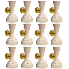 Beautiful Set of 12 Italian Sconces in the Style of Stilnovo