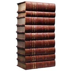 19th Century Leather Bound Books by Samuel Pepys