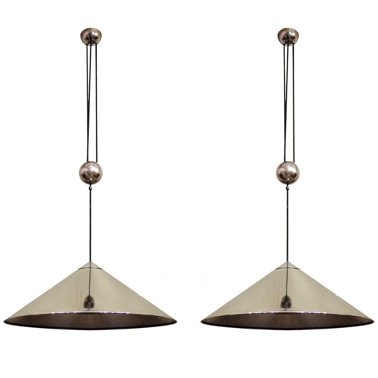 Pair of Large Adjustable Counterweight Pendants Lights by Florian Schulz Germany