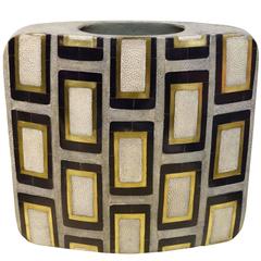 Shagreen, Brass and Shell Inlay Vase, France, Contemporary