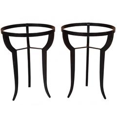 Pair of Black Painted Steel Wine Stand Bases