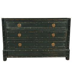 19th Century English Brighton Bamboo Form Chest with Marble Top