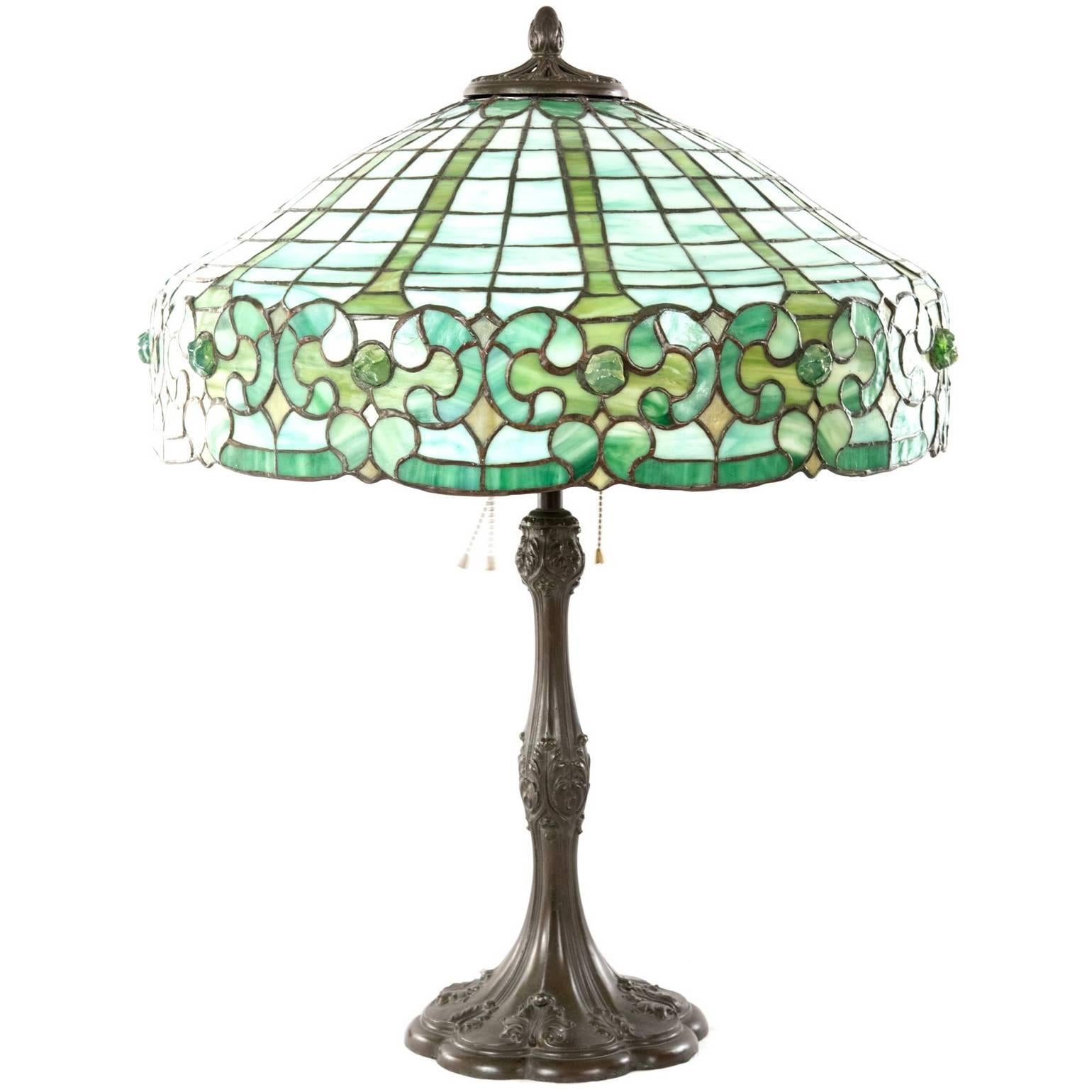 Whaley Stained Glass and Bronze Table Lamp