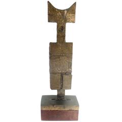 Vintage French Cast Bronze Abstract Sculpture by Fitzia
