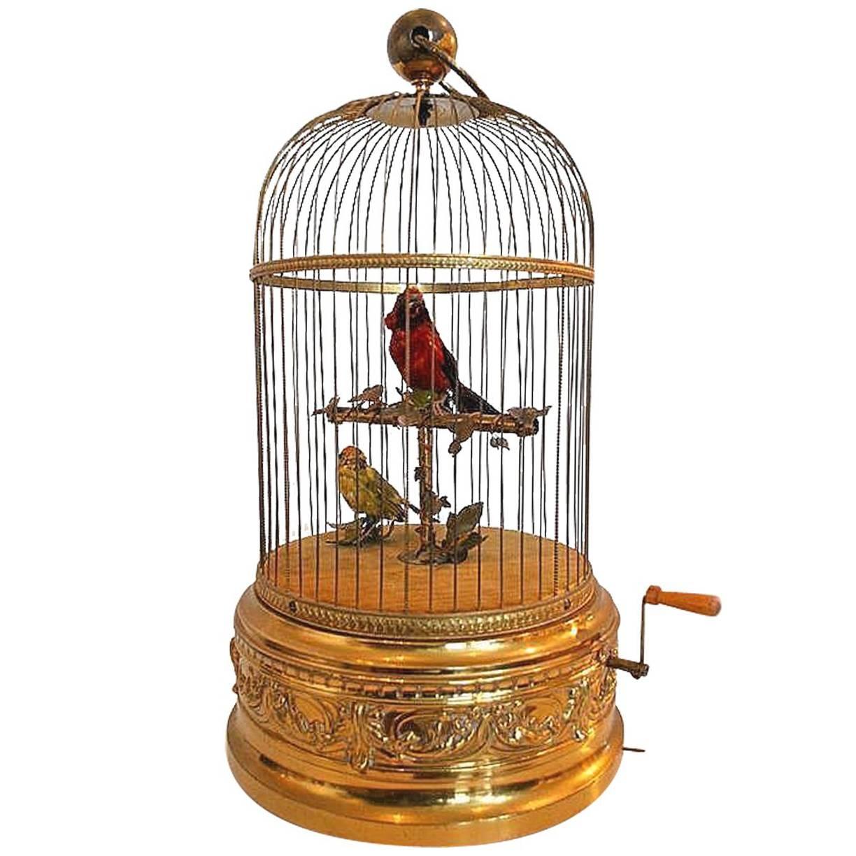 Antique Bontems Mechanical Singing Birds Cage Automaton Musical Box