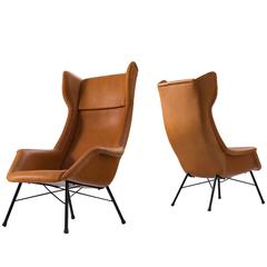 Lounge Chairs in New Leather Upholstery by M. Navratil