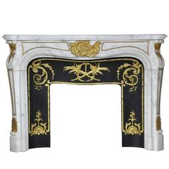 "Comtesse de Vintimille with Bronze" Louis XV Style Fireplace in White Carrara