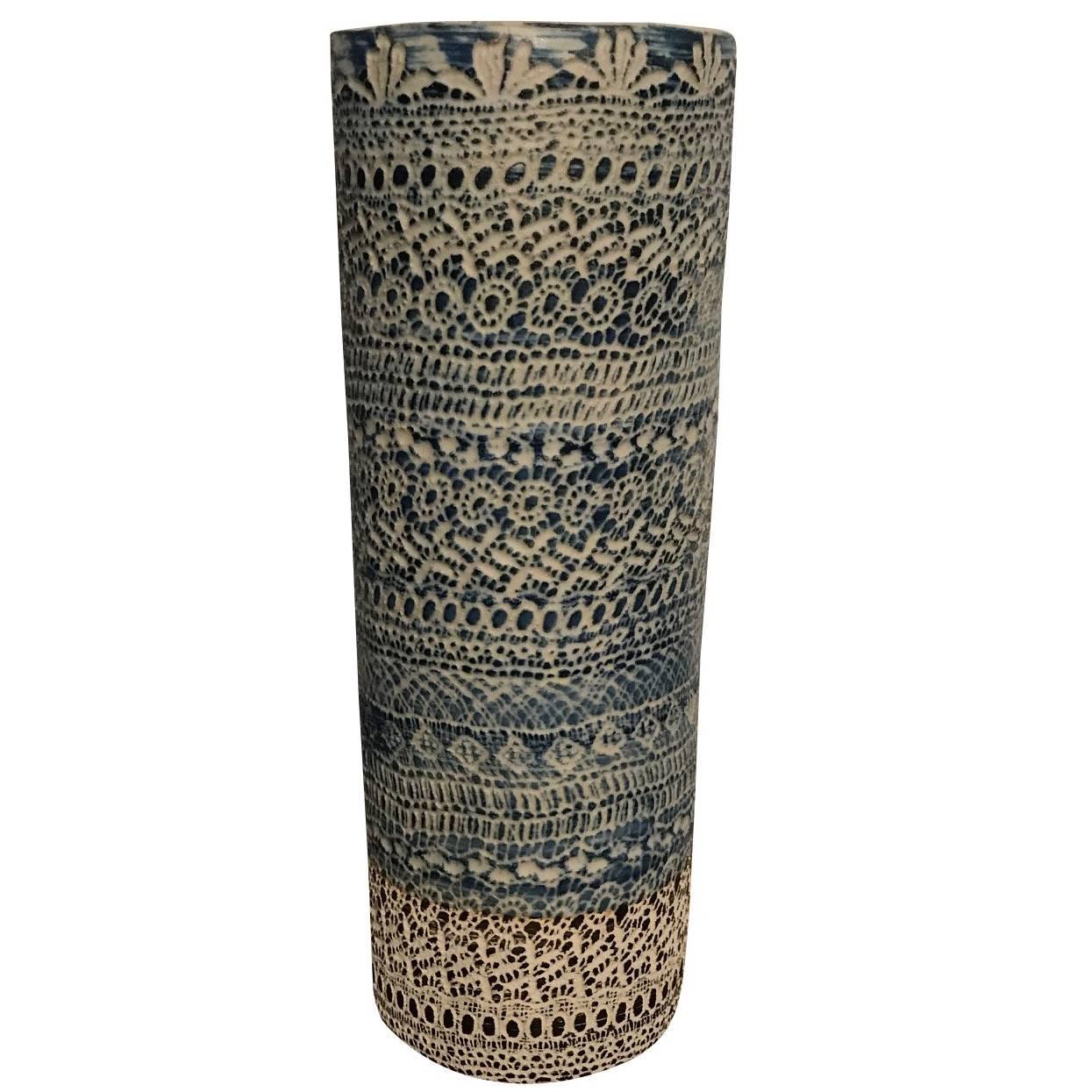 Vintage Inspired Design Indigo Vase, Thailand, Contemporary