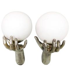 Pair of Vintage French Hand Sconces, Maison Arlus