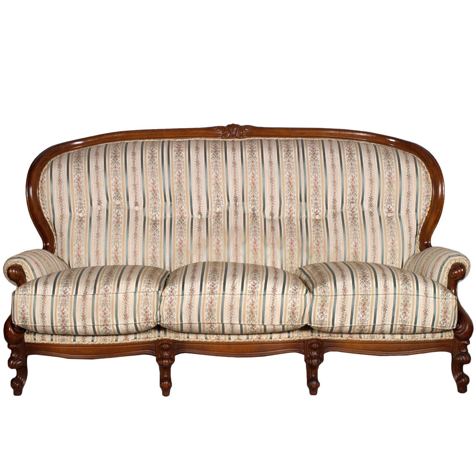 19th Century Venetian Baroque Sofa Settee Good Upholstery Hand Carved Walnut For Sale At 1stdibs