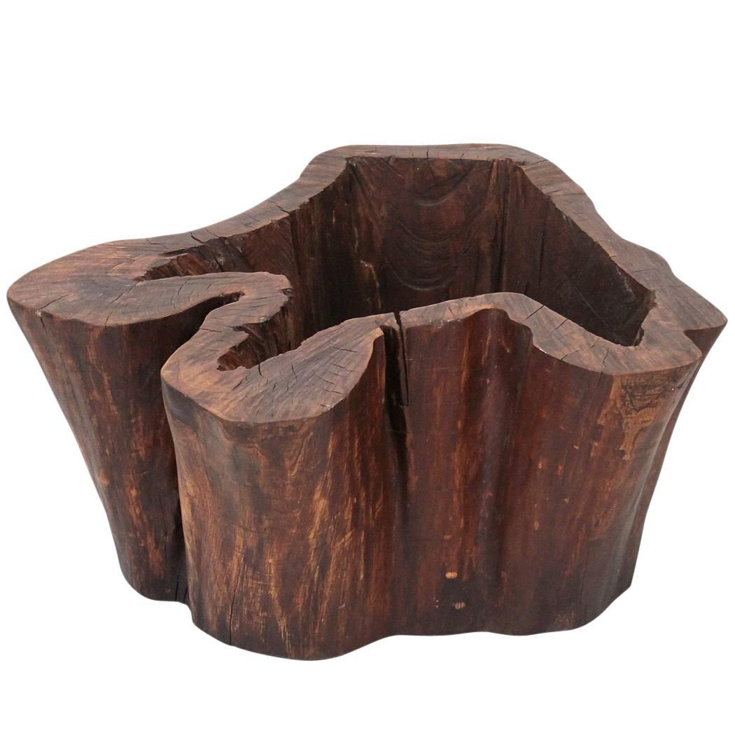 Carved Hollow Stump Coffee Table