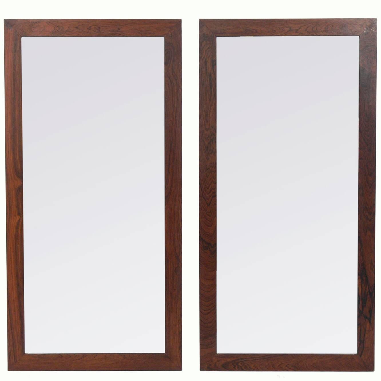 Pair of Danish Modern Rosewood Mirrors