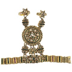 Antique Mughal 20-Karat Emerald Set Combination Bracelet and Rings