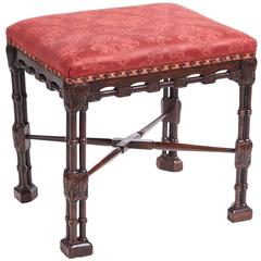 19th Century Late George III Chinese Chippendale Mahogany Stool