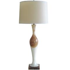 Vintage Sleek Italian Alabaster Baluster-Form Lamp by Paulux E.E.P. 
Co, New York