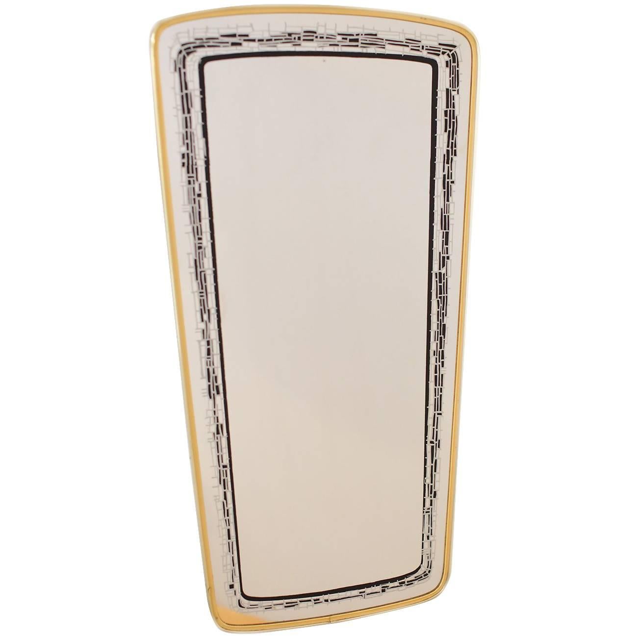 Mid-Century Eglomise Wall Mirror with Brass Frame For Sale