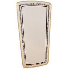 Mid-Century Eglomise Wall Mirror with Brass Frame